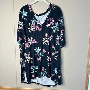 Torrid Navy Floral V-Neck Tunic